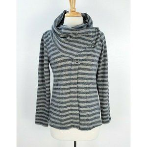 MAURICES Womens Size M Gray Stripe Long Sleeve Cardigan w/Draped Cowl Neckline